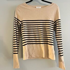 Babaton Cream and Black Striped Boatneck Long Sleeve Top